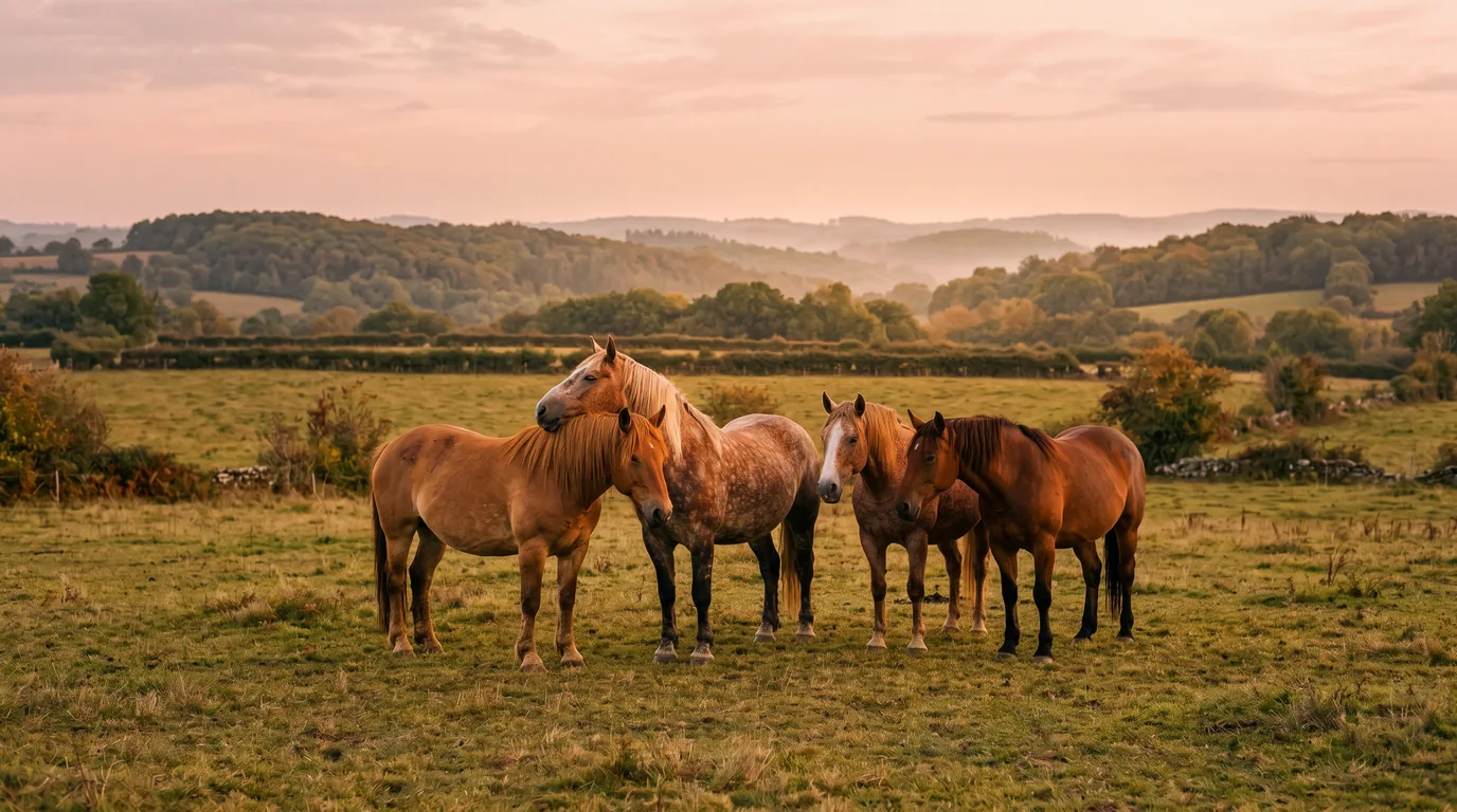 Les chevaux du Les Écuries de Biraval en liberté, Dordogne